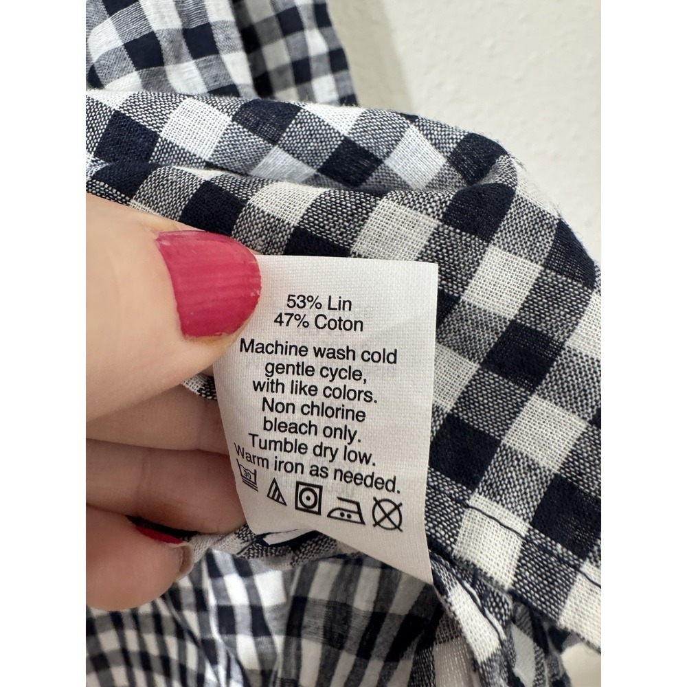 J Crew Linen Cotton Plaid Womens Top M Summer Classic Designer New - Picture 7 of 9